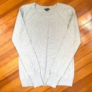 EXPRESS Gray Rhinestone Embellished Crew Sweater